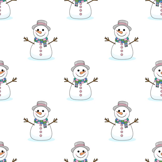 Patrón de Navidad sin costuras con muñecos de nieve Patrón de invierno para el año nuevo sobre un fondo blanco