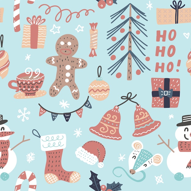 Patrón de Navidad de dibujos animados sin costuras