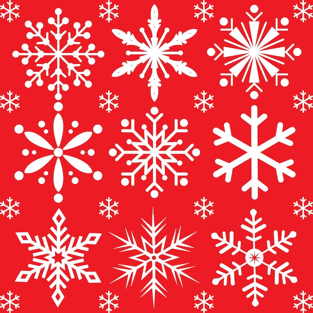 Patrón de Navidad con diseño de copo de nieve blanco sobre fondo rojo.