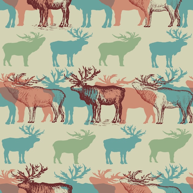 Patrón de Navidad con fondo de invierno ciervos