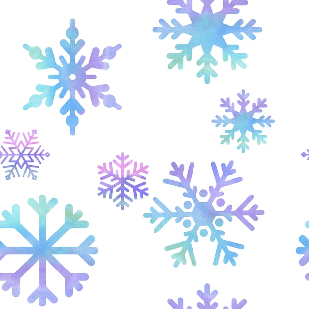 patrón de Navidad de invierno con acuarela coloridos copos de nieve ilustración para una tarjeta de felicitación