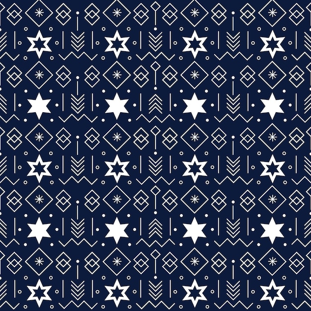 Patrón de Navidad ornamental con estrellas y copos de nieve