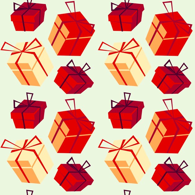 Patrón navideño con cajas Psent dibujadas a mano