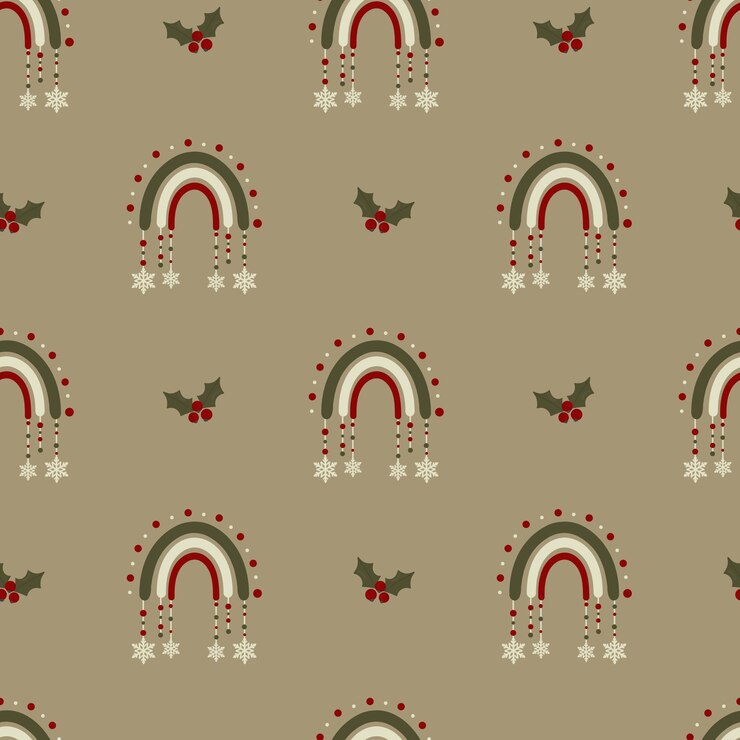 Vector patrón navideño sin costuras fondo con muérdago arcoiris perfecto para envolver papel tarjetas de felicitación textiles