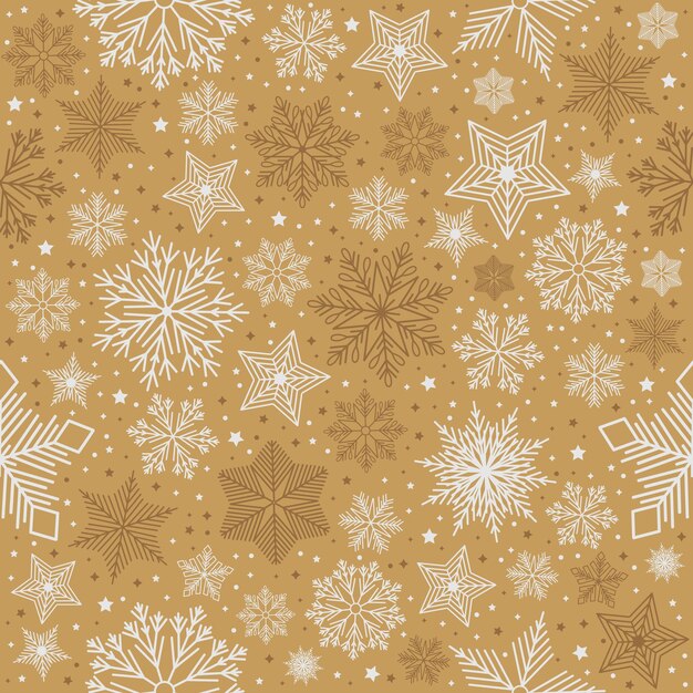 Patrón navideño sin costuras con motivos geométricos Copos de nieve con diferentes adornos