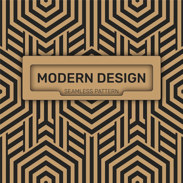Un patrón negro y dorado con las palabras diseño moderno.
