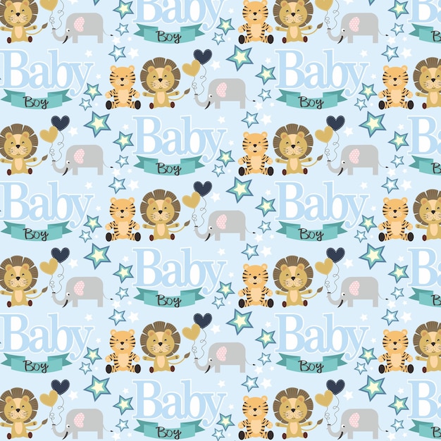 Patrón de niño con animales y decoraciones