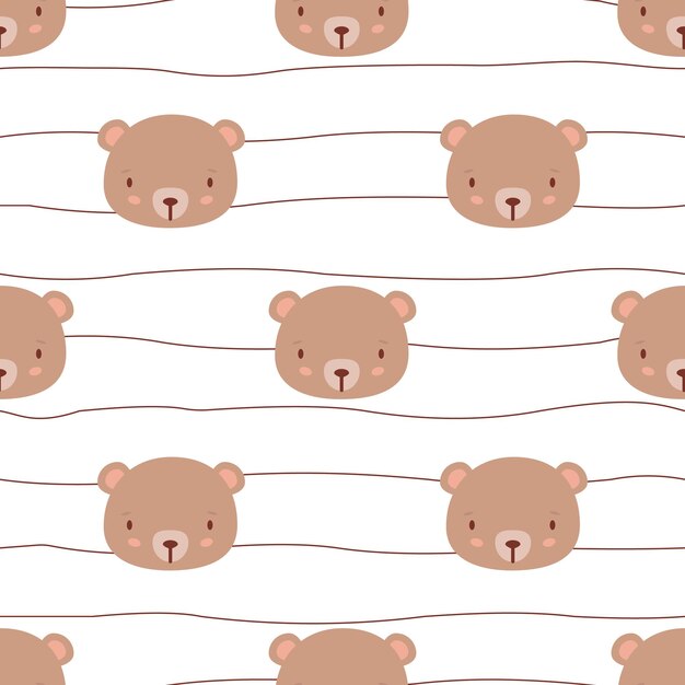 Patrón para niños con bonito oso de peluche patrón sin costuras textura vectorial
