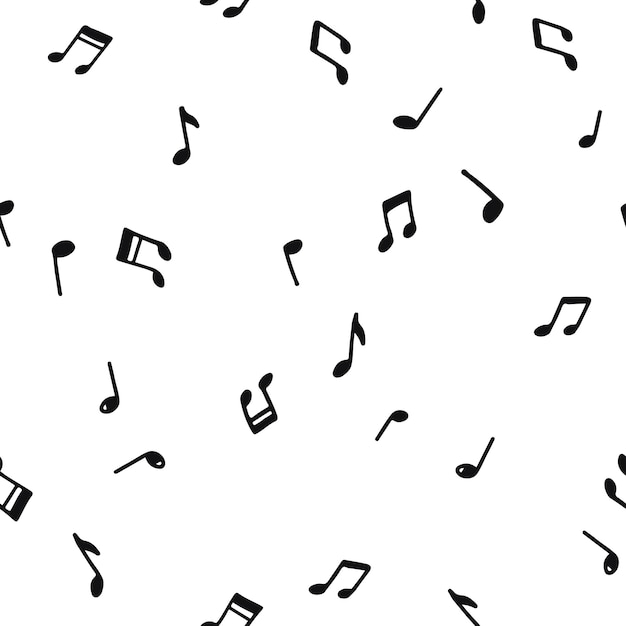 Patrón de notas musicales rosadas sobre un fondo blanco