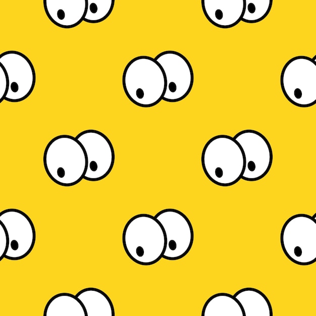 Un patrón de ojos sobre un fondo amarillo al estilo del arte pop para la impresión y el diseño Ilustración vectorial