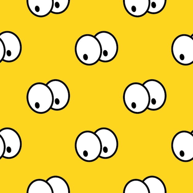 Un patrón de ojos sobre un fondo amarillo al estilo del arte pop para la impresión y el diseño ilustración vectorial