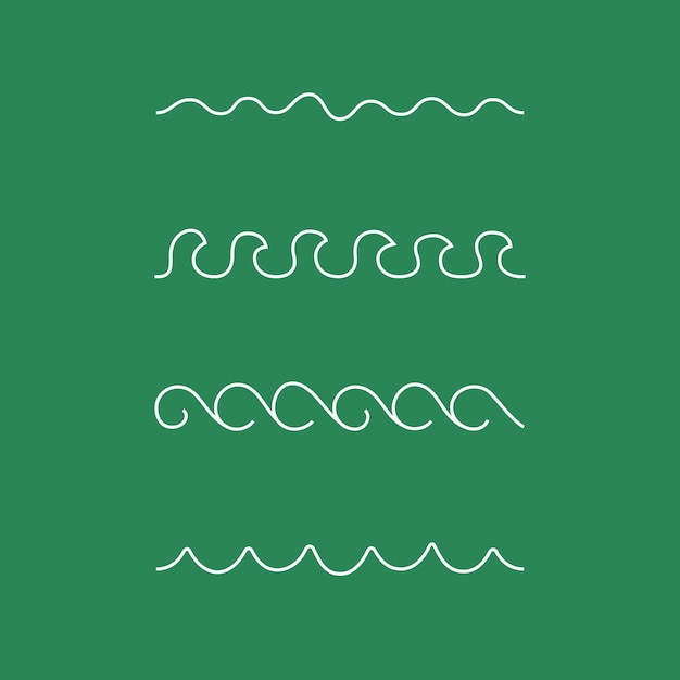 Patrón de olas marinas divisor de frontera Línea formas de agua onduladas minimalistas Vector marino verde sin costuras
