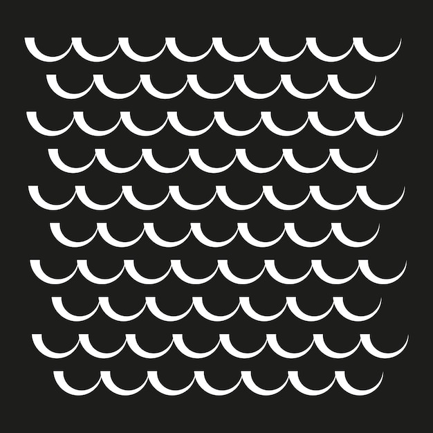 Patrón de ondas blancas Arcos blancos y negros repetidos Diseño vectorial geométrico Simetría mínima moderna