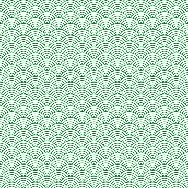 Patrón de ondas geométricas japonesas sin costuras verdes y blancas Seigaihamon