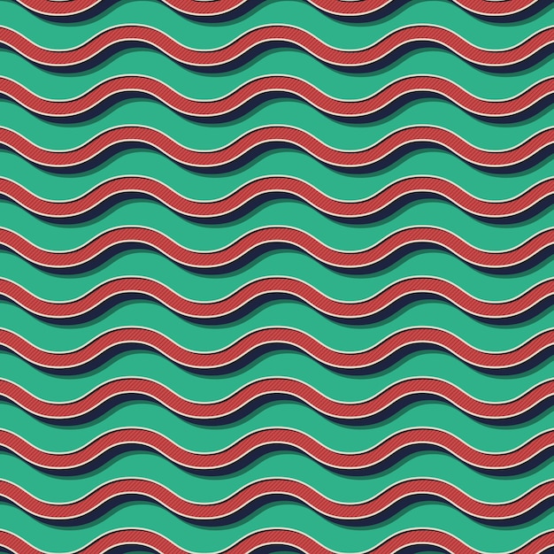 Patrón de ondas retro, fondo geométrico abstracto en estilo años 80, 90. Ilustración simple geométrica