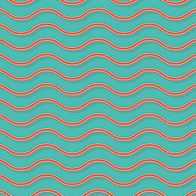 Patrón de ondas retro. Fondo geométrico abstracto en imagen de estilo años 80, 90. Ilustración simple geométrica