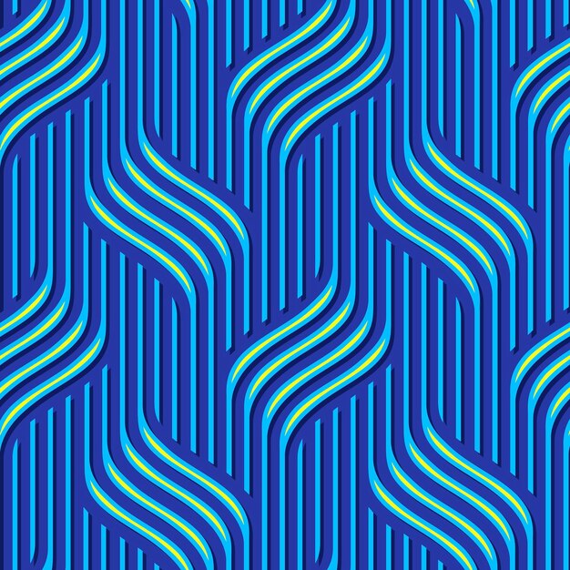 Patrón ondulado abstracto azul para embalaje y fondo Patrón azul vectorial geométrico sin costuras