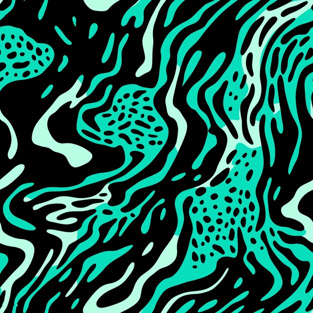 Patrón ondulado abstracto con formas orgánicas acuáticas y negras