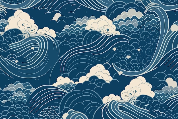 Patrón oriental de acuarela con rama de sakura Estilo japonés minimalista oriental tradicional Ilustración vectorial