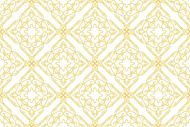 patrón oriental sin costuras con color dorado y blanco