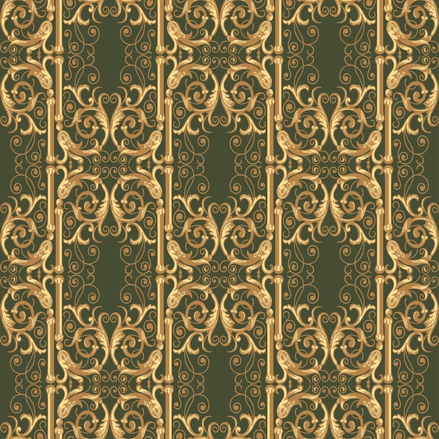 Patrón ornamental sin costuras de elementos decorativos de diseño vintage en estilo barroco