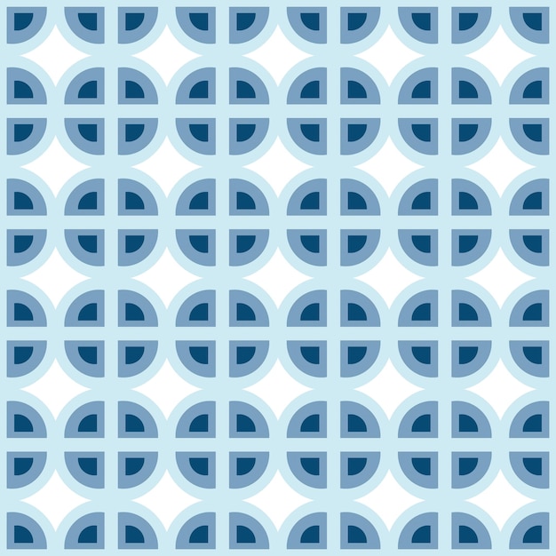 Patrón ornamental sin costuras de formas geométricas simples en tonos azules invernales de moda Aislar