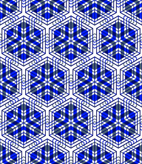 Patrón ornamental óptico sin inconvenientes con figuras geométricas tridimensionales. Composición EPS10 de colores entrelazados.