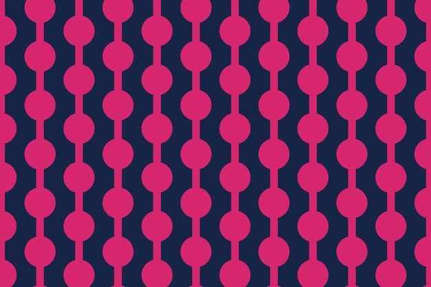 Patrón de ornamento de línea de círculo rosa y azul retro Fondo de vector de cadena de cuentas geométricas