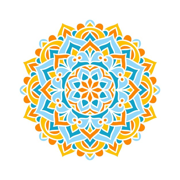 Patrón de ornamento redondo de mandala étnico con colorido