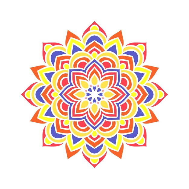 Patrón de ornamento redondo de mandala étnico con colorido
