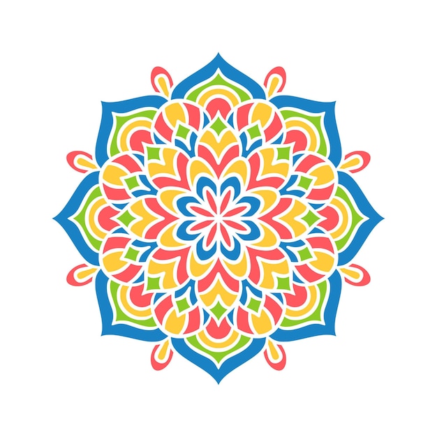 Patrón de ornamento redondo de mandala étnico con colorido