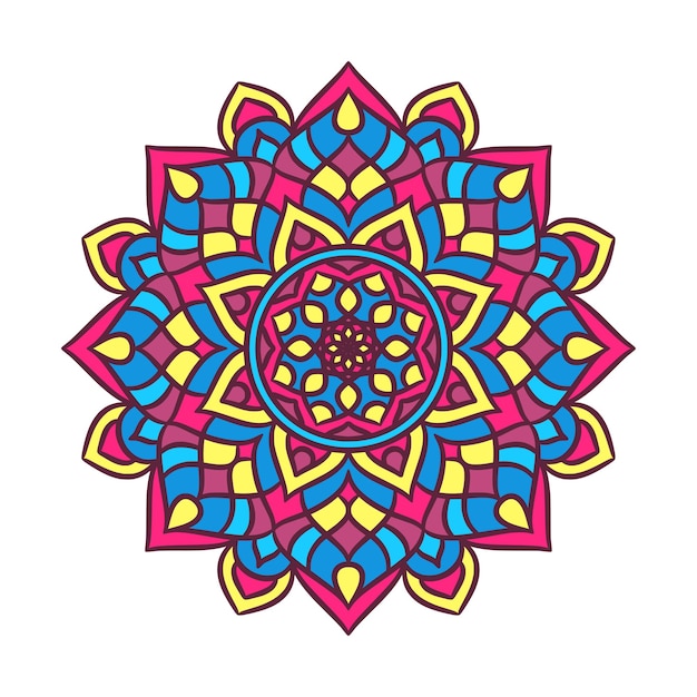 Patrón de ornamento redondo de mandala étnico con colorido
