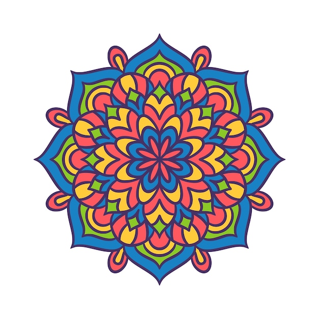 Vector patrón de ornamento redondo de mandala étnico con colorido