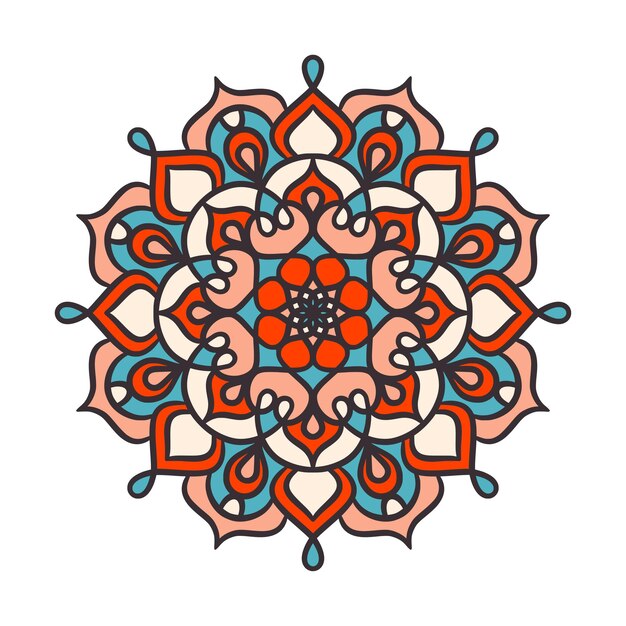 Patrón de ornamento redondo de mandala étnico con colorido