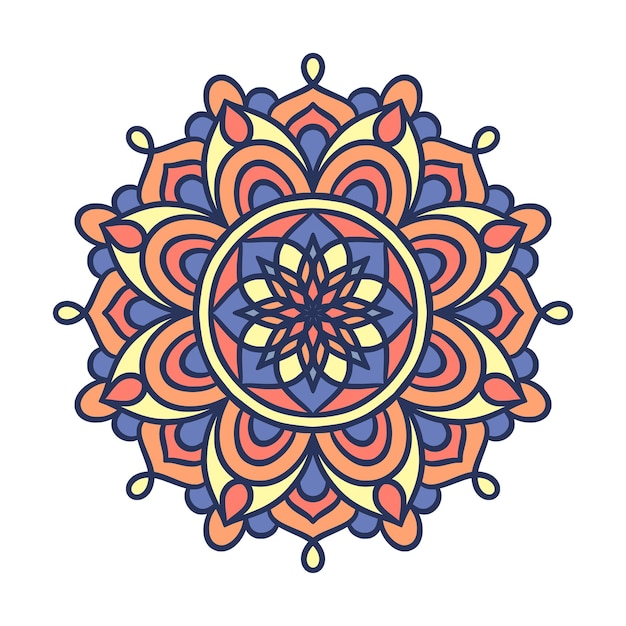 Patrón de ornamento redondo de mandala étnico con colorido