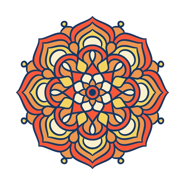 Patrón de ornamento redondo de mandala étnico con colorido