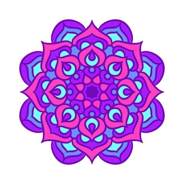 Patrón de ornamento redondo de mandala étnico con colorido