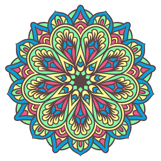 Patrón de ornamento redondo Mandala. Patrón decorativo en estilo oriental. Mandala étnica con colorido