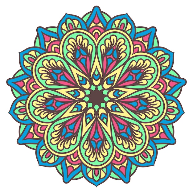 Vector patrón de ornamento redondo mandala. patrón decorativo en estilo oriental. mandala étnica con colorido