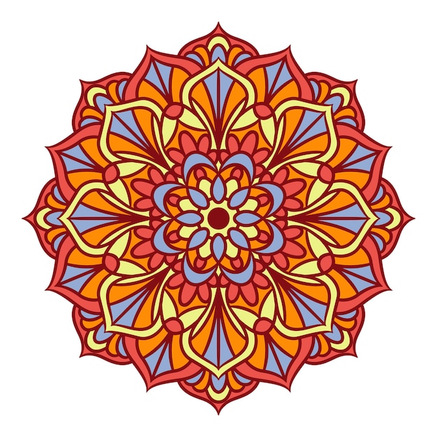 Patrón de ornamento redondo Mandala. Patrón decorativo en estilo oriental. Mandala étnica con colorido