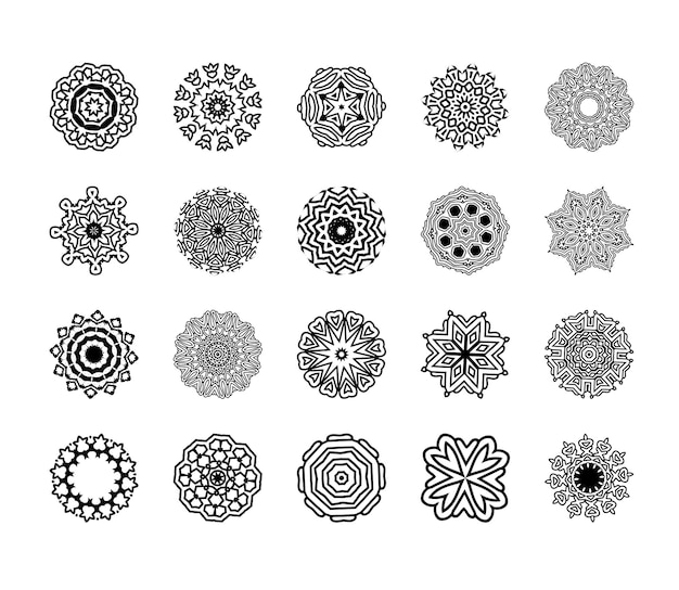 Patrón de ornamento redondo Mandalas vectoriales aisladas