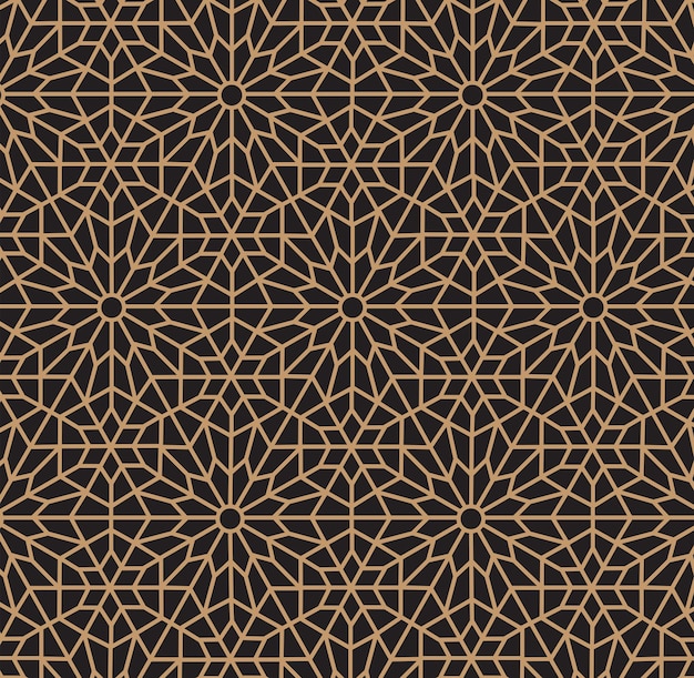 Patrón de oro sin costuras abstracto en fondo vectorial de estilo árabe