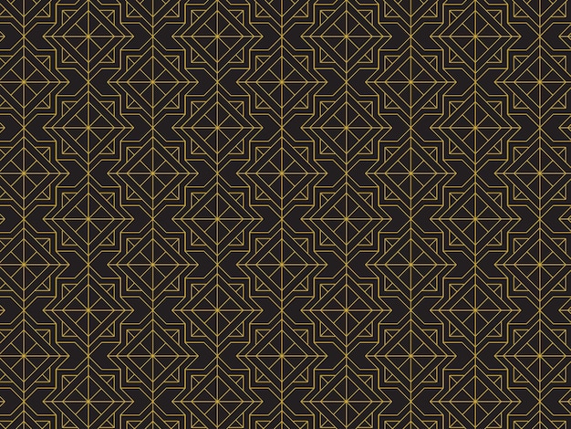 Patrón de oro geométrico en negro