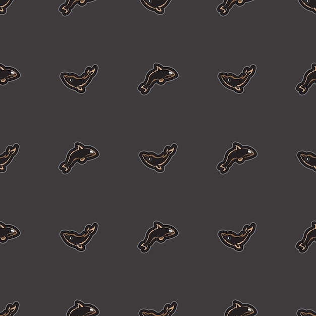 Patrón oscuro sin costuras con ballenas en estilo simple Bueno para fondos e impresiones Ilustración vectorial