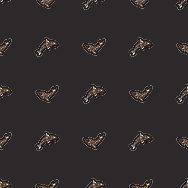Patrón oscuro sin costuras con ballenas en estilo simple Bueno para prendas de vestir y textiles Ilustración vectorial