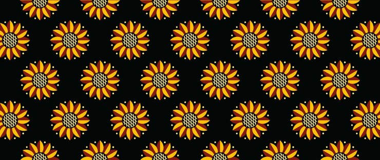 Patrón de otoño estilo ucraniano Fondo textil de girasoles maduros de otoño sobre un fondo negro