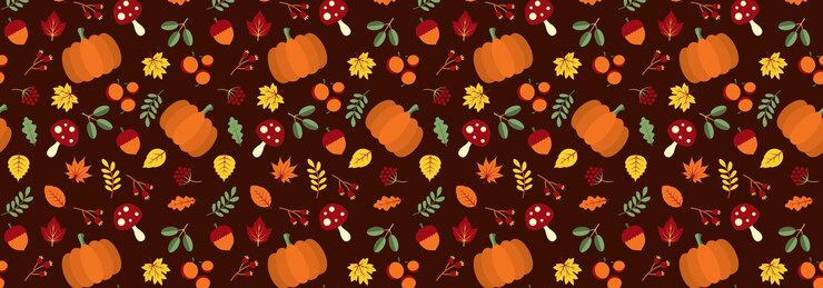 Patrón de otoño Fondo textil de hojas de otoño bayas de calabaza y viburnum