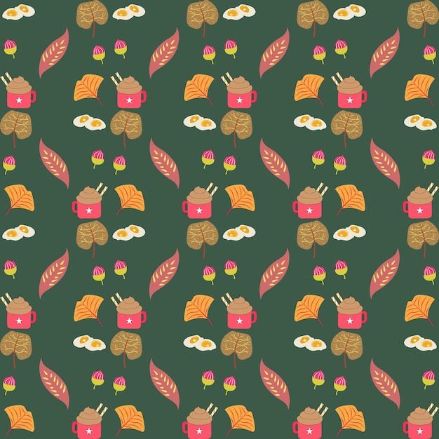 Patrón de otoño Vector Fondo transparente