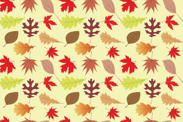 patrón de otoño1 Fondo de color verde claro Ilustración del patrón de hoja caduca de otoño