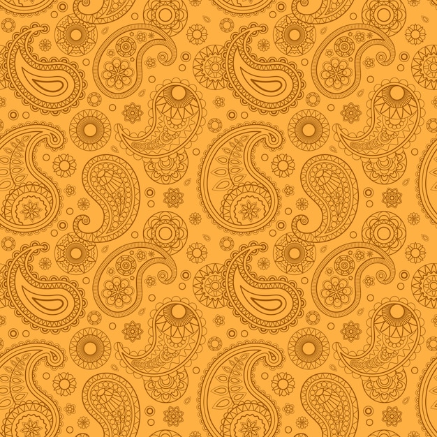 Patrón de paisley árabe de color amarillo